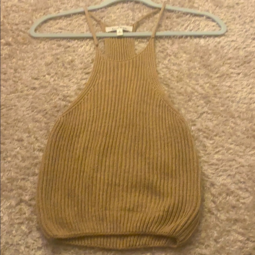 Light brown thin strap crop top
